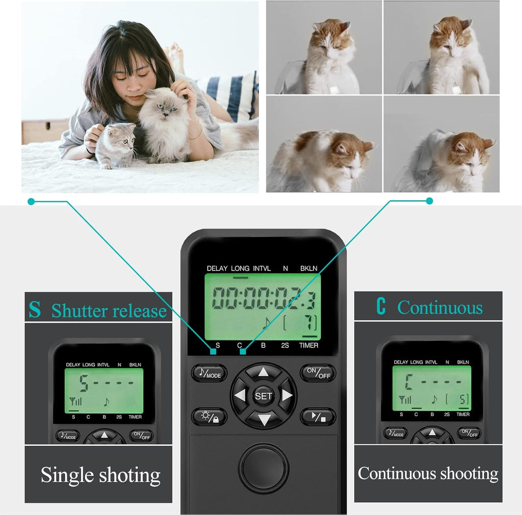 Wireless Shutter Camera Remote Intervalometer Timer Compatible with Nikon Z7, Z7-II, D750, D780, D7500, D7200, D5500, D5300, D610, D600, D90, P7700, P7800, P950; Replaces Nikon MC-DC2