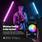 Mettlelite LS400C RGB LED Light Stick Full Color Continuous Output Video Light 2 ft with APP Control 2800K-8000K CRI96 TLCI97 RGB CCT HSI 10 Customizable Light Effects Built in Rechargeable Battery