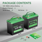 12V 100Ah Mini LiFePO4 Lithium Battery, 12V Deep Cycle Lithium Rechargeable Battery, Max.15000 Cycles Built in 100A BMS for RV, Trolling Motor, Camping, Marine, Home Energy Storage(2 Packs)