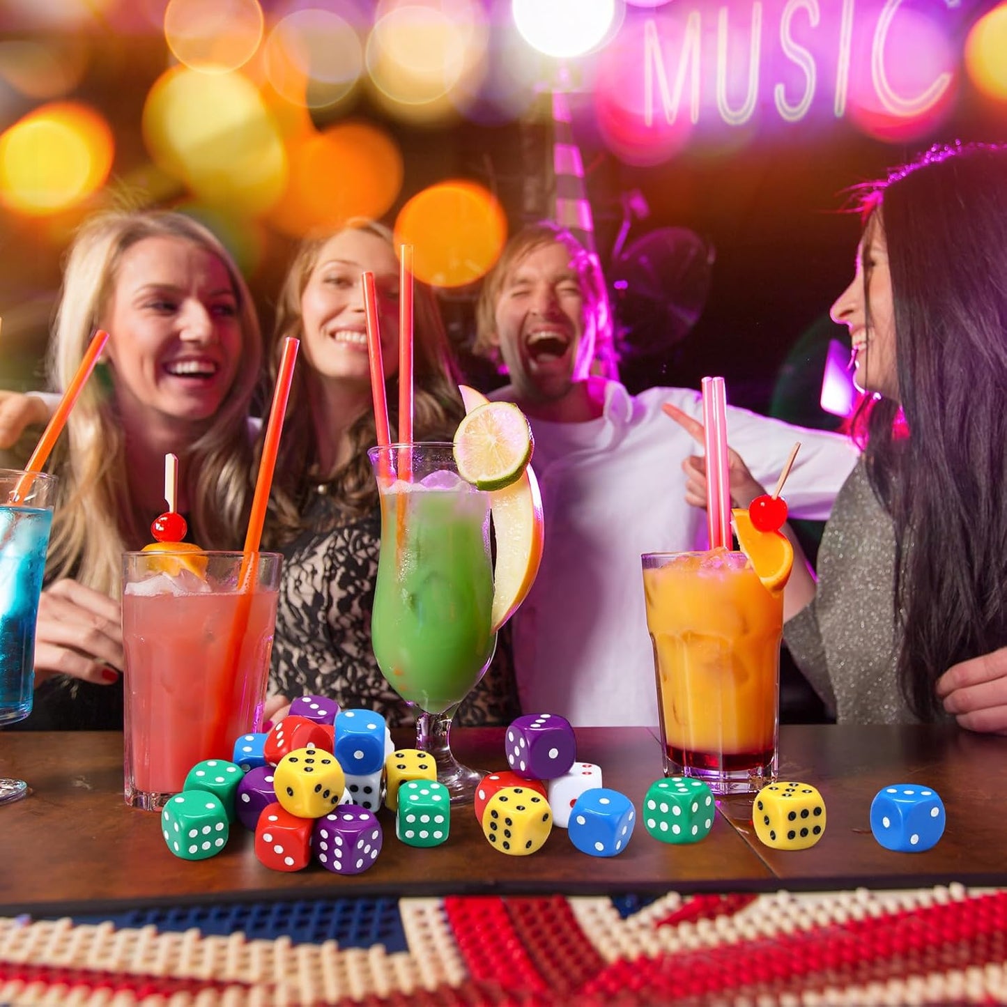 18 Pcs Casino Theme Party Dice Large Opaque Jumbo Acrylic D6 Dice for Casino, Craps, Table Games and Board Games (30 mm,Classic Color)