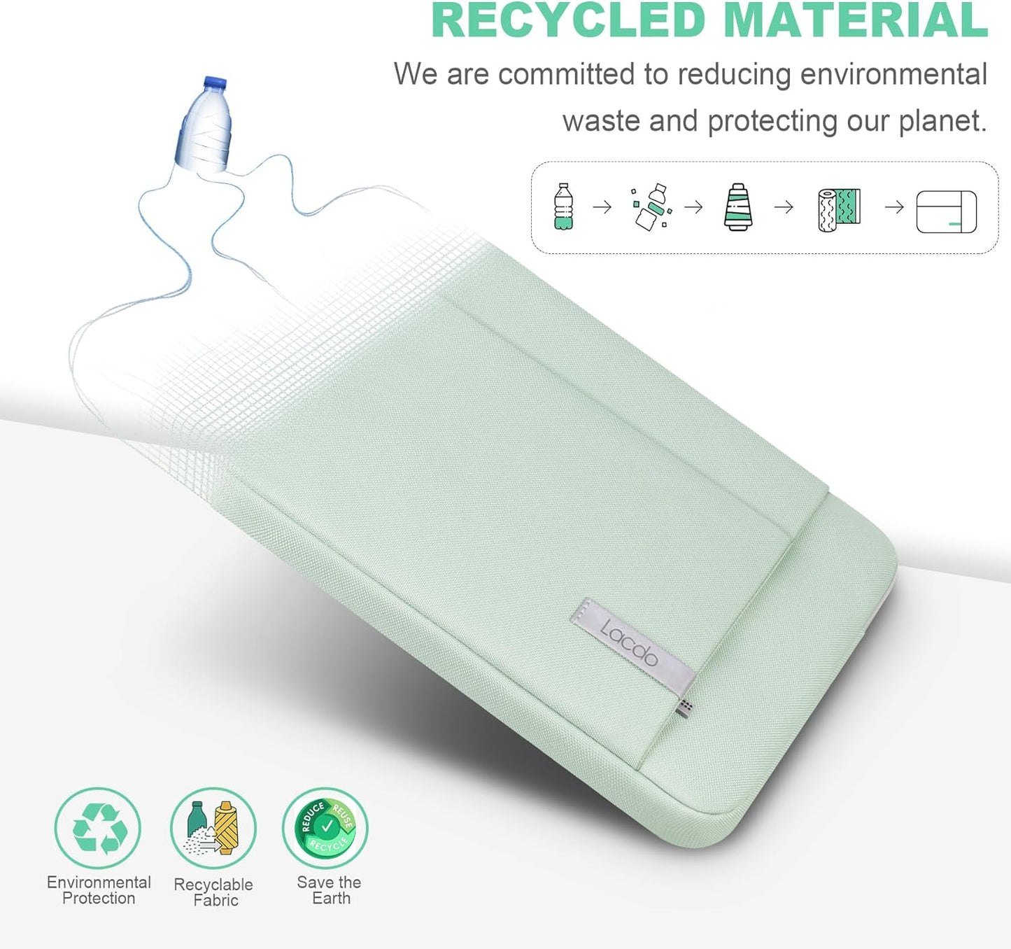 Lacdo Laptop Sleeve Case for 15 inch New MacBook Air M4 A3241 2025, M3 A3114, M2 A2941 2024-2023, 15 inch MacBook Pro A1990 A1707, Dell XPS 15 Plus Computer Case Bag with Accessory Pocket, Green