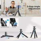 SIRUI Mini Tripod with 360° Panoramic Ball Head, Tabletop Travel Tripod for Camera, Quick Release System, Max Load 33lbs/15KG, Max Height 16.7”, AM-203+KS-5 (AM-203+KS-5)