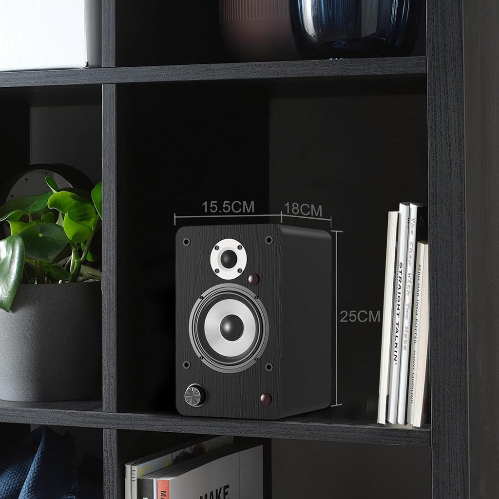 LONPOO Powered Bookshelf Speakers for Record Player,2.0CH Bluetooth Active Near Field Monitors with 1-inch Silk Domed Tweeter and 4-inch Aluminium Speaker for Home Theater, 100 Watts RMS