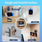 Vacuum Suction Magnetic Phone Holder, 2025 Upgraded Foldable Retractable Suction Cup Mount Magnetic Phone Mount for Your Car, 360° Adjustable Cell Phone Stand for Cars /Gyms/Mirrors/Smooth Surface