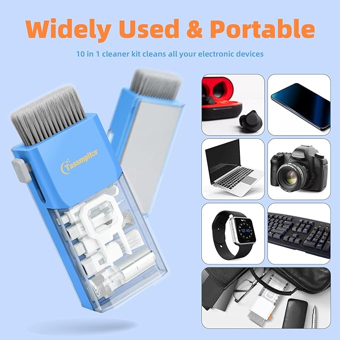 Laptop Cleaning Kit, Keyboard Cleaning Kit with Spray and Wipe, Keyboard Cleaner for MacBook iPad Tablet iPhone Computer Camera Lens Airpods Earbuds, Mutitool Brush for Electronic Screen