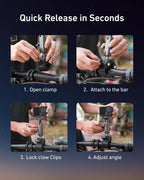 TELESIN Super Clamp Mount | Bike Handlebar Mount for Hero 13 | Power Suction Magnetic Design | 360° Rotation Ball Head | Fits 9-38mm Handlebar for Bike/Bicycle/Motorcycle