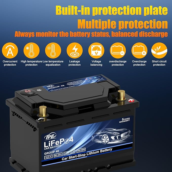 Group48 LiFePO4 Lithium-ion Car Battery Lightweight Design Auto Lithium Battery 12V 60AH High-Performance Car Battery