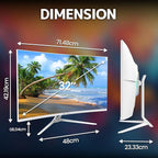 CRUA 32" White Curved Monitor, 4K UHD(3840*2160P) 1500R VA Screen, 75Hz Computer Monitor Supports AMD Freesync, 120% sRGB, Built-in speakers, Blue Light Filter,Wall Mountable Installs(HDMI 2.0/DP 1.4)