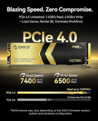ORICO OG7000 4TB PCIe Gen4 NVMe SSD, Up to 7400MB/s, 8-Channel Controller, Graphene Thermal Solution, Ideal for 4K Video Editing, 3D Rendering, Content Creation, Compatible with PS5 and PC