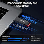 2 Pack 128GB USB Flash Drive, Metal Thumb Drives, USB 3.2 Up to 200MB/s Type A Memory Stick for Storage and Backup, F309