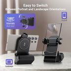 KIWIFOTOS Universal Phone Camera Grip Phone Tripod Mount with Remote Control & Cold Shoe Adapter for iPhone 16 Pro Max Samsung Travel Selfie Vlog Video Shooting Camera Grip