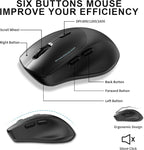 Wireless Keyboard and Mouse Combo with Wrist Rest, 2.4G Full-Sized Keyboard and Mouse Cordless, 3 DPI Adjustable Silent Mouse, Dual-System Keyboard for Computer/Laptop/Windows/Mac(Black)