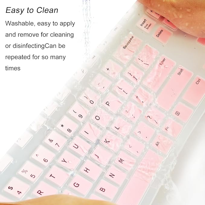 Keyboard Cover Silicone for Logitech K200 K260 K270, Keyboard Cover for Logitech K200 K260 K270 Ergonomic Wireless Keyboards, MK200 MK260 Keyboard Skin Waterproof Dustproof (Gradient Pink)