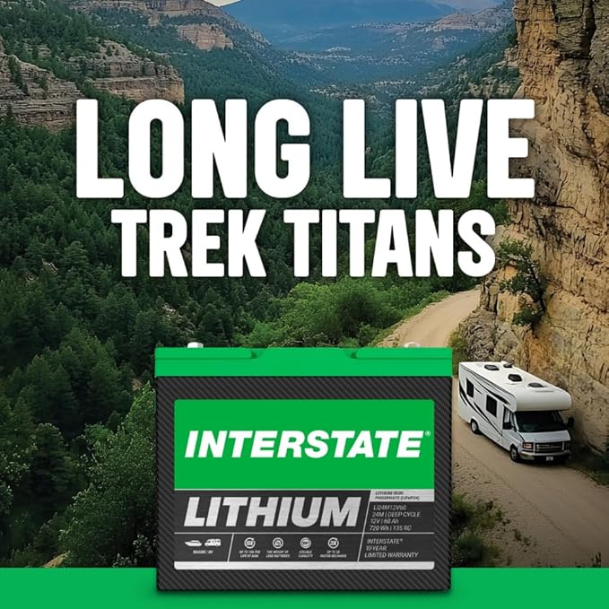 Interstate Batteries 12V 60Ah Group Size 24M Lithium Deep Cycle LiFePO4 Marine/RV Battery, Maintenance Free, Lightweight, Ideal For Boats, RV Camping, Off-Grid, Yachts (Li24M12V60)