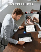 vretti P83 Portable Printers Wireless for Travel, A4 Portable Thermal Printer, Mobile Inkless Printer Compatible with Phone & Laptop, Supports 8.5 x 11 US Letter for Car School Office Home Use, Black