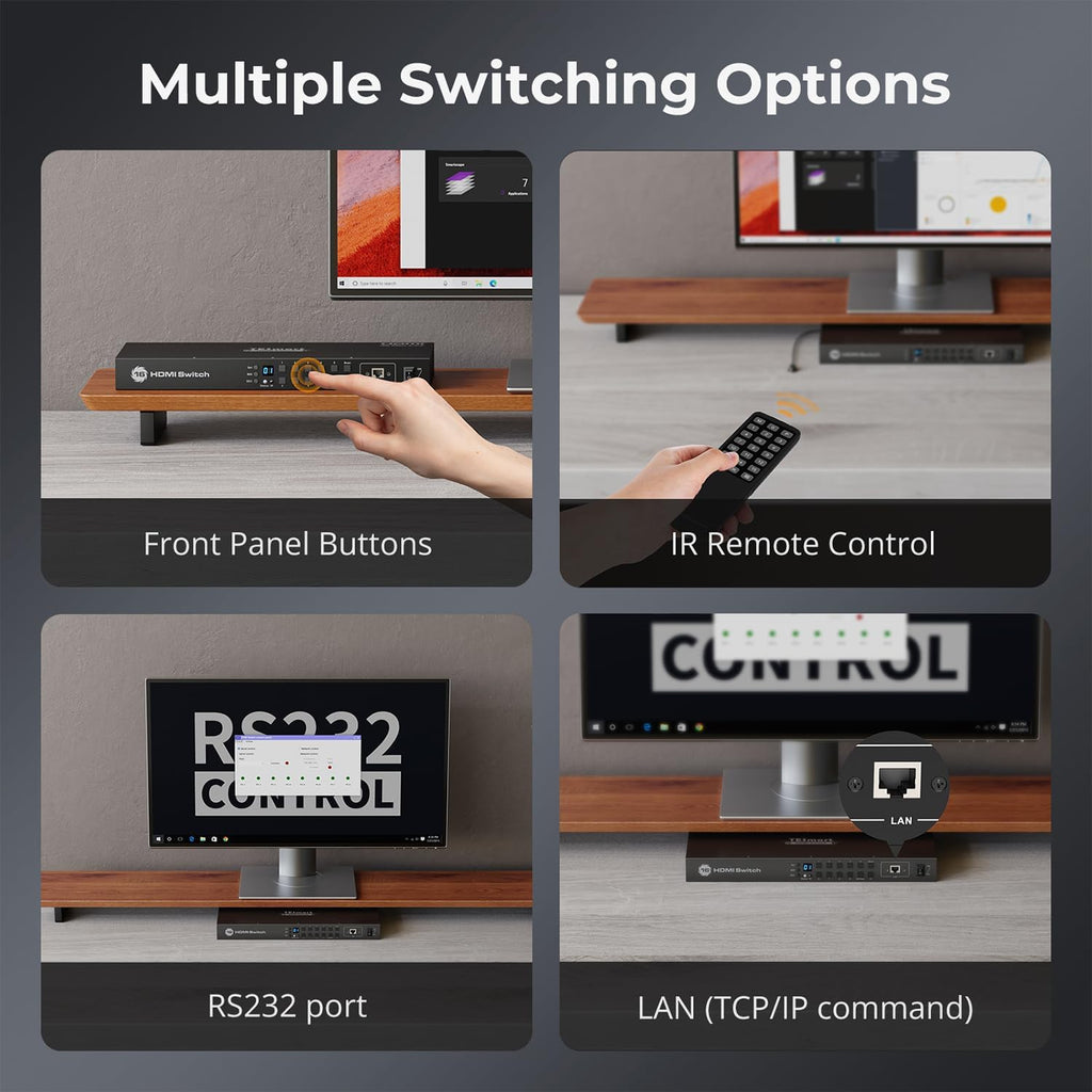 TESmart 16×1 HDMI Switch 16 in 1 Out 4K HDMI Switcher with IR Remote 4K@60hz 16 Port HDMI Switch Box HDCP 2.2,Auto Switch,19-inch Rack-Ears Mount,LAN Port Control,Auto Scan Switch