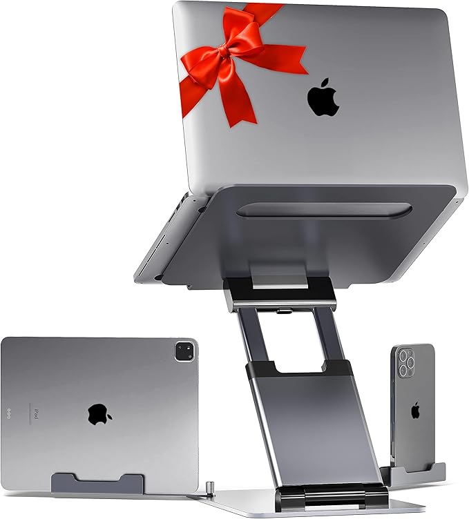 Ergonomic Laptop Stand for Desk, Adjustable Height up to 20", Laptop Riser Computer Pulpit Stand for Laptop, Portable Laptop Stands, Fits MacBook, Laptops 10 15 17 inches Laptop Holder and Laptop Desk