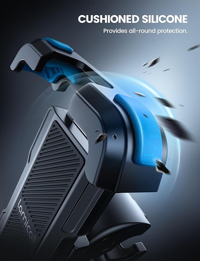 Lamicall Motorcycle Bike Phone Mount - Upgrade Quick Install Handlebar Holder Clip for Bicycle Scooter, Cell Phone Clamp for iPhone 15 14 13 Pro Max, Galaxy S24 and More 4.7-6.8" Phone, Blue