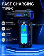 VICNOVA Compressed Air Duster, 150,000RPM Cordless Electric Air Blower with 3-Speed Adjustable Rechargeable with LED Light for Cleaning Car, Computer, PC Keyboard, Gifts for Dad, Man, Him