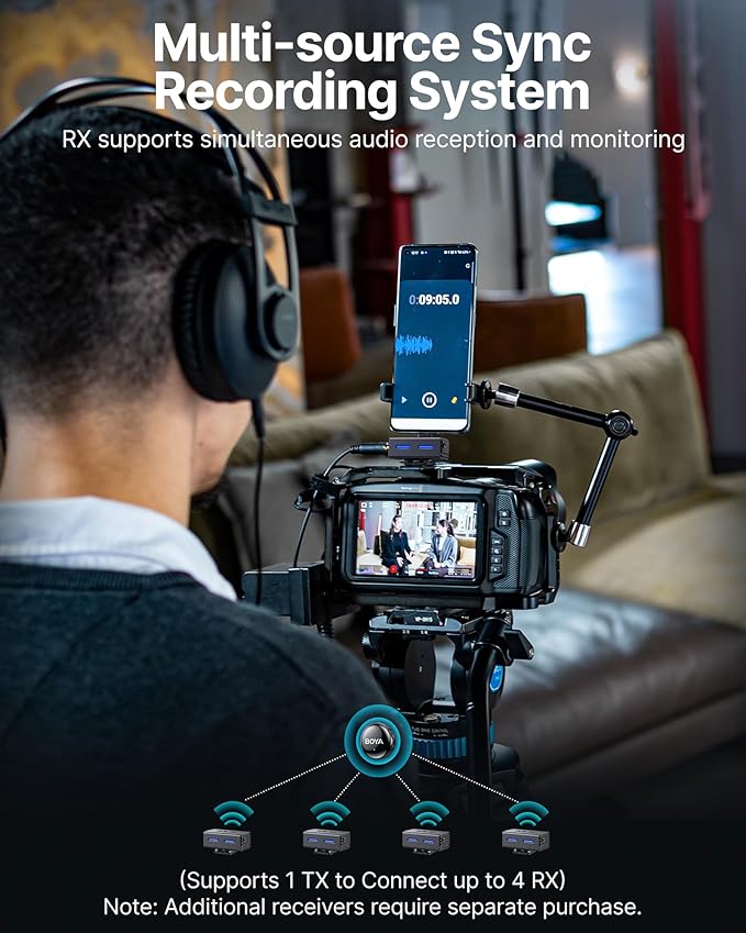 BOYA BOYALINK 3 Wireless Lavalier Microphone for iPhone/Android/Camera/PC/Tablets,AI Noise Cancellation, 48kHz/24Bit Studio Sound,APP Control, 984ft 6h Battery for Vlogging Interview(No Charging Case)