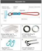 Cell Phone Lanyard Wrist Strap, Women's Phone Bracelet, Camera Wrist Lanyard, Short Wrist Lanyard for Keys, Keychain Lanyard, Lanyards for Keys (Blue Red)