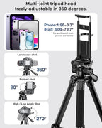 73" Camera Tripod and Monopod, Professional Aluminum Tripod Stand for Mirrorless Camera/DSLR/Cell Phone/Camcorder/GoPro, with Phone Holder and Travel Bag (Black)