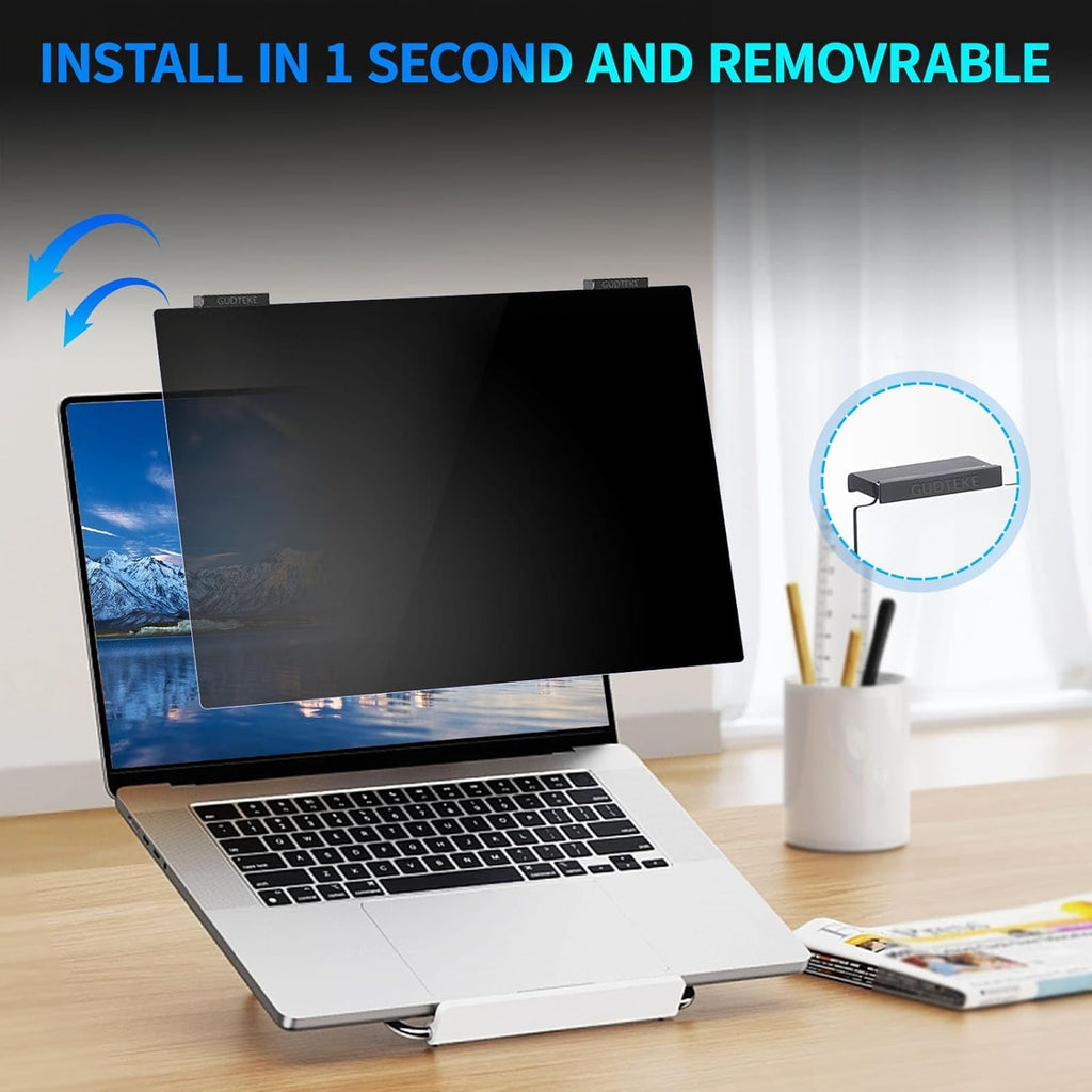 Laptop Privacy Screen 13.3 inch, 9H Hanging Privacy Screen for Laptop for 16:9, Acrylic HD Eye Protection Anti Glare Blue Light Laptop Screen Privacy Filter