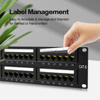 Patch Panel 48 Port Cat6【EC Listed】 2U Network Patch Panel Rackmount Punch Down19 inch RJ45 for 10 Gigabit Network,110 or Krone Impact Tools Compatible Without Cable Management(Cat6)