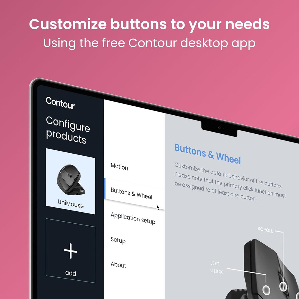 Contour Unimouse Ergonomic Vertical Mouse – Adjustable 35°-70° Angle, Customizable Thumb Rest, Wired, 6 Programmable Buttons, Ideal for All Day Comfort, Carpal Tunnel and Pain Relief