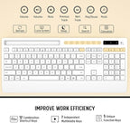 White Wireless Keyboard and Mouse Combo - Full-Size Quiet Keyboards with Palm Rest, Phone Holder, Multimedia Keys, Batteries Included, Office Key Board Compatible with Windows, PC, Laptop - Trueque