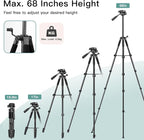 Victiv 68" Phone Tripod Stand, Tablet Tripod for iPhone iPad with Remote and Holder, Phone Stand for Video Recording Travel Photo Vlog Photography, Compatible with Smartphone Digital Camera