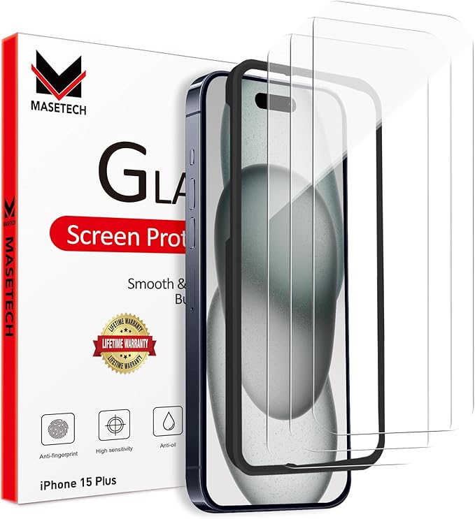 Tempered Glass Screen Protector for iPhone 15 Plus Clear (3 Pack)
