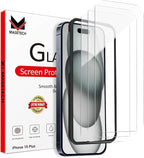 Tempered Glass Screen Protector for iPhone 15 Plus Clear (3 Pack)