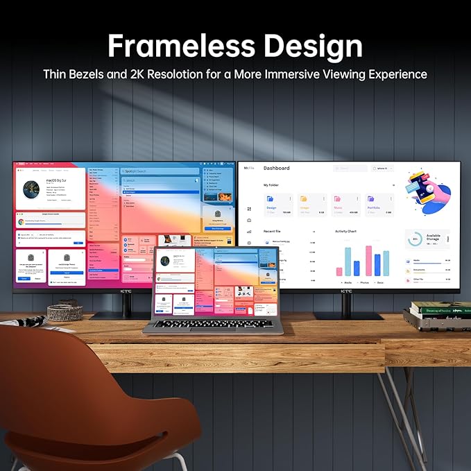 KTC 32 Inch 2K Computer Monitor, IPS 1440p Monitor with Ultra-Thin Bezels, HDR10, Freesync/G-sync, HDMI/DP Ports, Tilt Adjustable, Eyecare, Ideal for Business, Office, and Casual Gaming