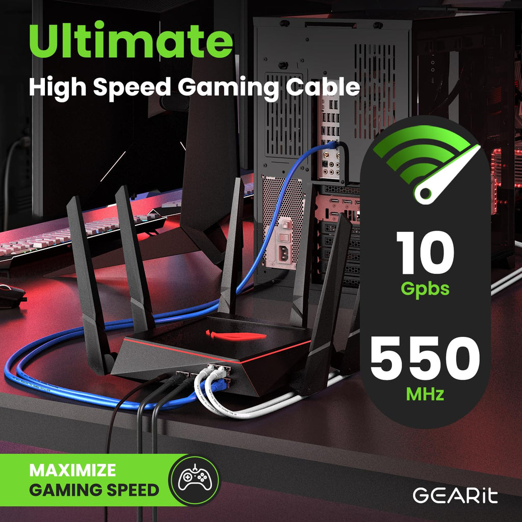 GearIT Cat 6 Ethernet Cable Pack - 24-Pack 2 ft Cat6 Ethernet Patch Cables | RJ45 Network Patch Cable, 10 Gbps Snagless Gold-Plated Connectors - Ethernet Cable Cat 6 for PC, TV, Router - Black