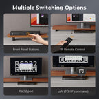 TESmart 8×1 HDMI Switch 8 in 1 Out 4K @ 60Hz HDCP with 19-inch Rack-Ears | RS-232 / LAN Control | IR Remote Control and Auto Switch | Auto Scan Time Interval - Black