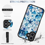 AIGOMARA Magnetic Case for iPhone 16 Plus [Compatible with MagSafe] Blue Shell Starfish Ocean Holiday Collage for Women Girls Men Soft TPU Bumper Hack PC Back Heavy Duty Protective Slim Cover