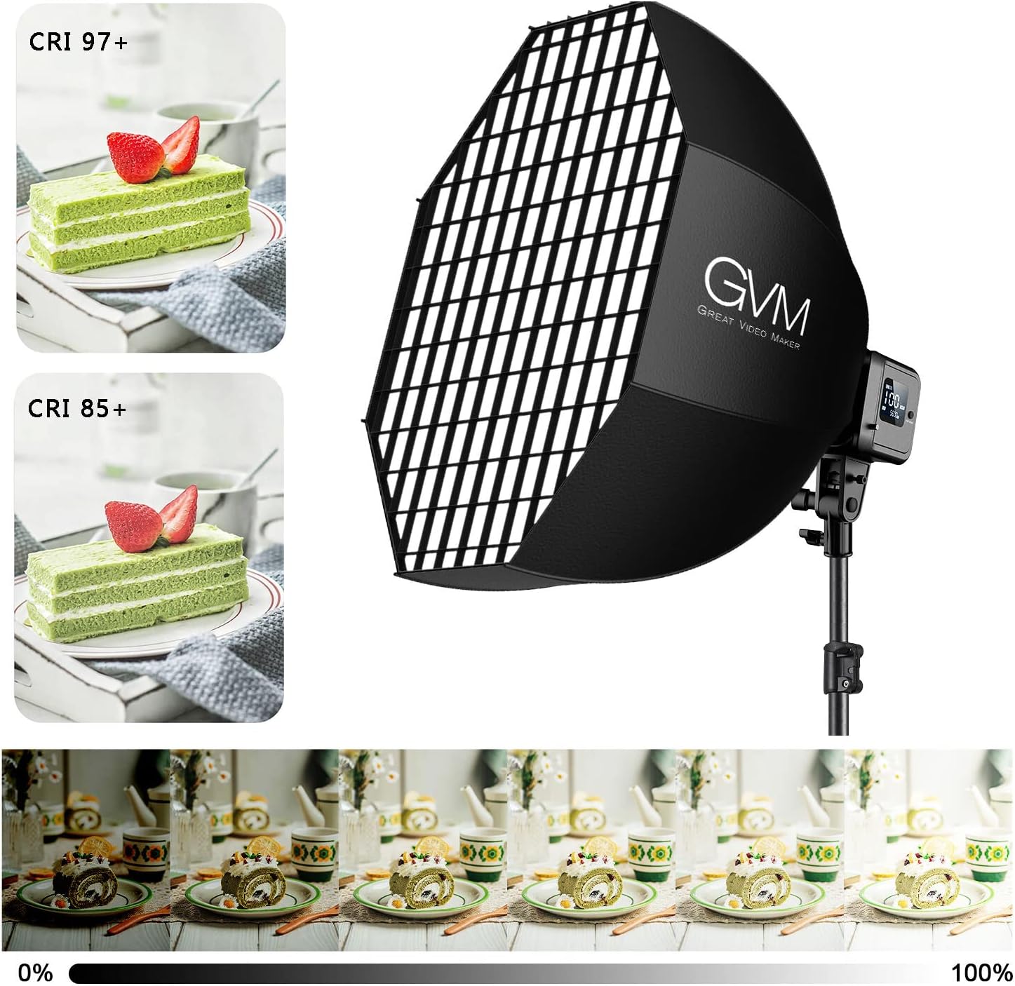 GVM SD80S 80W COB Video Light Kit, 5600K Continuous Lighting for Photography with Bowens Mount Softbox&Stand, 8 Lighting Effects Support AC Adapter & NP Series Battery