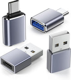 LERTOSN 4 Pack USB to USB C Adapter, USB 3.0 & USB C to USB A Adapter, OTG Converter for iPhone 16/15/14, MacBook Pro/Air 2024, Samsung S25/S24, Car Charger,Fast Data Transfer & Charging