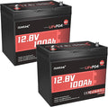 2 Pack 12V 100Ah Mini LiFePO4 Battery, Built-in 100A BMS,1280Wh Deep Cycle Rechargeable Lithium Battery 6000+ Cycles 10-Year Lifespan for RV, Solar, Marine and Home Energy Storage
