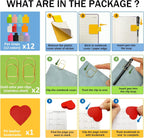 Pen Loop Holder for Notebook 12 Colors Self-Adhesive Stick On Pen Holder with Extra 2 Pens Clips 1 Leather Bookmarks As COMBO for Planner Journal Tablet Clipboards Calendars Bible Campus School Office