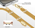 Cell Phone Lanyard Adjustable Crossbody Phone Lanyard *1 Phone Wrist Strap *1 with Deluxe Gold Matal Buckle + Clear Tether Tabs *2 for Shopping Travelling Hiking(Yellow)