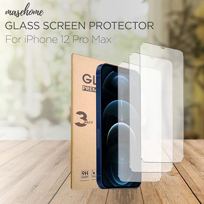 iPhone 12 Pro Max Tempered Glass Screen Protector [3 Pack]