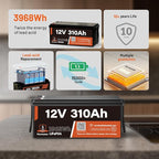 12V 310Ah LiFePO4 Lithium Battery 2PCS– Max. 3968Wh, 15000+ Deep Cycle Battery with 100A BMS, Low-Temp Cutoff | A+ Grade Cells for Marine, Trolling Motor, Off-Grid Home Energy Storage, Van Life