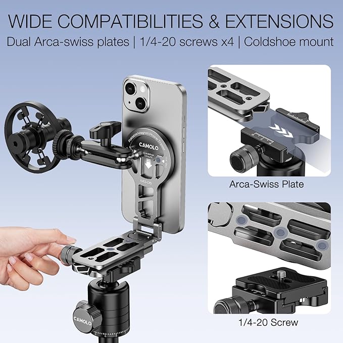 Magnetic Pocket Phone Tripod Foldable Compatible with Magsafe for iPhone 15/14/13/12 Plus Pro Max Series, Upgrade Mini Cell Phone Tripod Mount Handle Smartphone Desk Stand Travel All in One