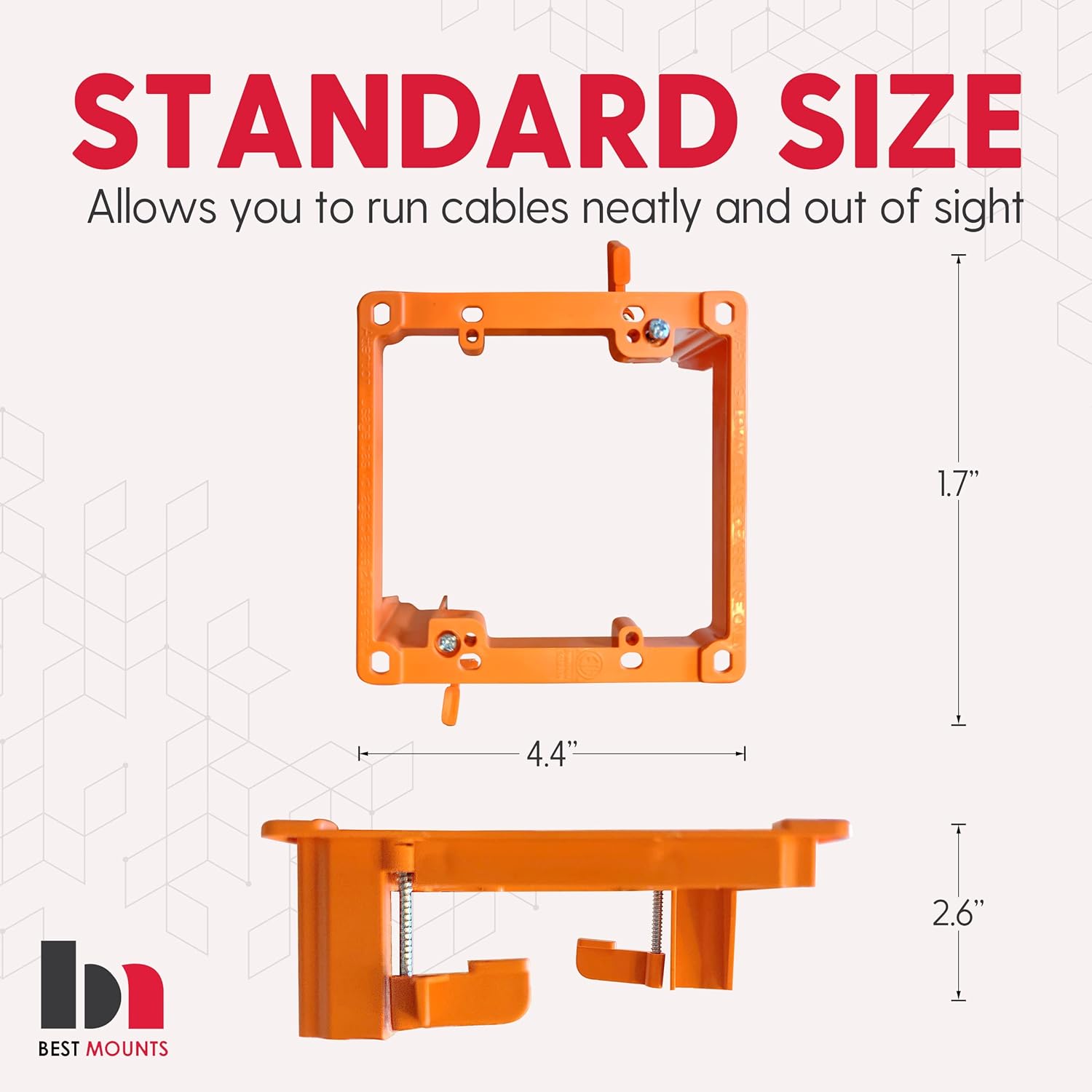 BestMounts - 2 Pack In Wall Cable Management Kit - Recessed Wall Plate Cable Pass Through Pair with Dual Gang Low Voltage Mounting Bracket - TV Cord Hider for Wall Mounted TV ETL Listed
