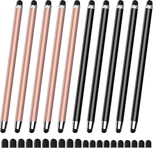 10 PCS Stylus,Stylus Pen for Touchscreen,Stylus 2-in-1 High Sensitivity & Precision Suitable for All Touch Screens of iPhone/ipad/Android Tablets(10 Stylus Pen Rose Gold/Black + 20 Tips)
