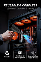 Instant Dust Removal — Compressed Air Duster 90,000 RPM with 40mm Nozzle, LED Light, TFT Display, 9-Speed Adjustable Rechargeable Air Duster, 10,000mAh Battery, 5 Nozzles for Computer,blowers