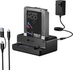 M.2 NVMe & SATA SSD/HDD Hard Drive Docking Station, ICY BOX USB-C 10Gbps M.2 NVMe&SATA Cloner&Reader, Dual Bay Hard Drive cloner for 2.5"/3.5" SSD&HDD Hard Drives, 2 Way Offline Cloning Clone Station