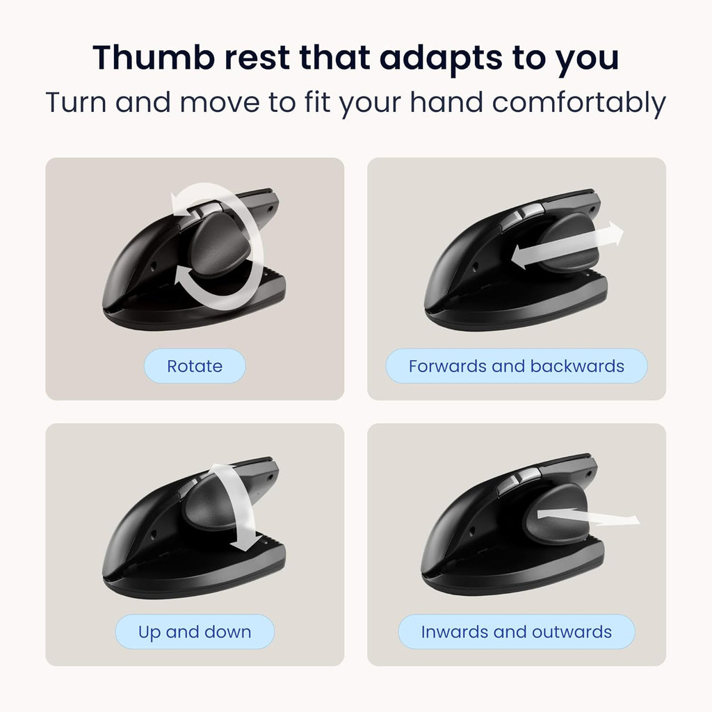 Contour Unimouse Ergonomic Vertical Mouse for Left Hand – Adjustable 35°-70° Angle, Customizable Thumb Rest, Rechargeable Battery, 6 Programmable Buttons, All Day Comfort and Pain Relief